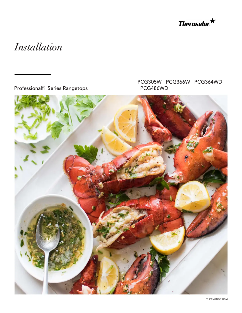 Página 1 del manual Guía de instalación Thermador PCG364WD