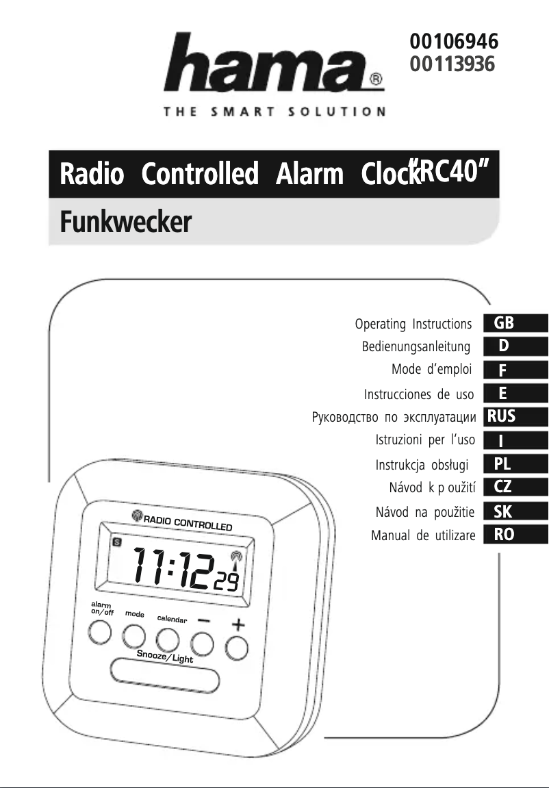 Página nº 1 - Manual de usuario Hama RC 40
