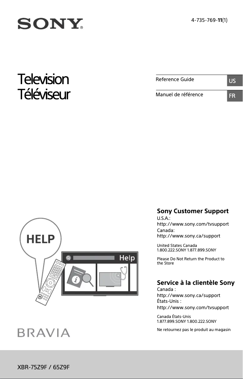 Página 1 del manual Manual de usuario Sony Bravia XBR-75Z9F