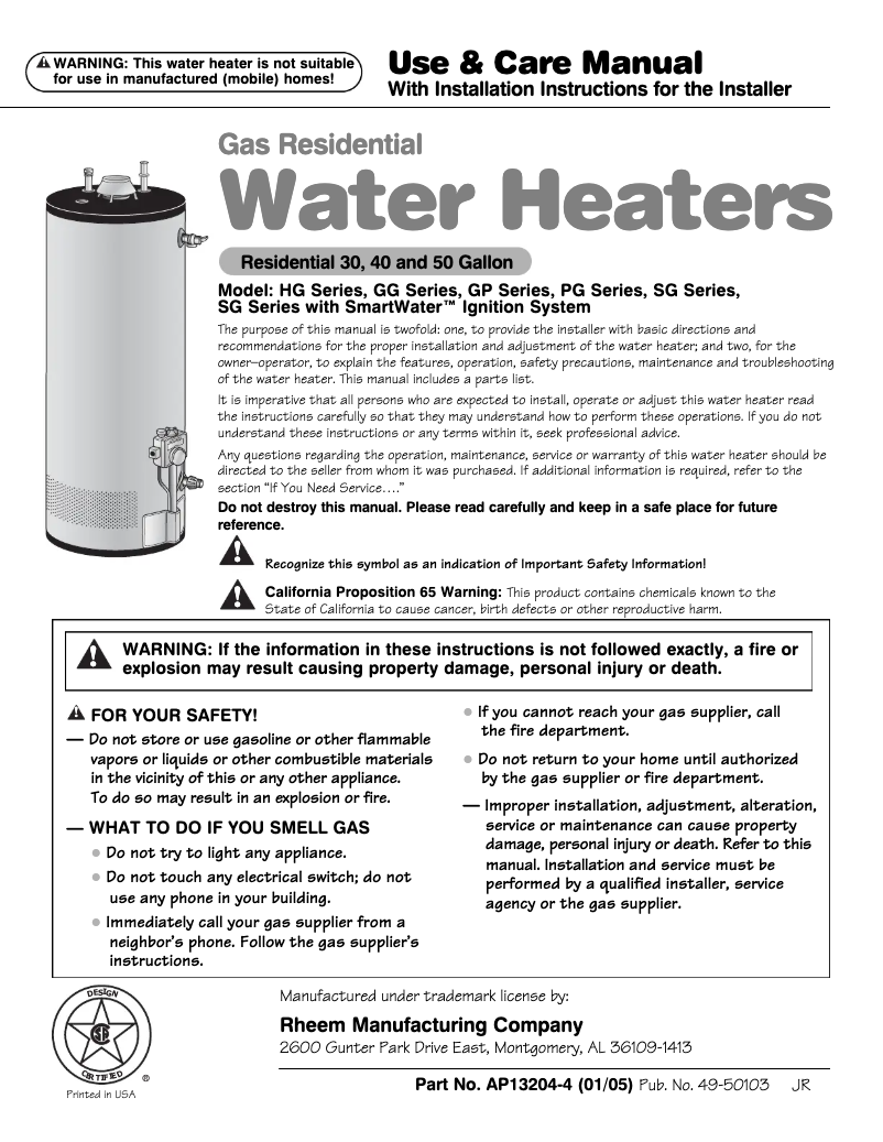 Página nº 1 - Manual de usuario GE SmartWater GP50T06AVF