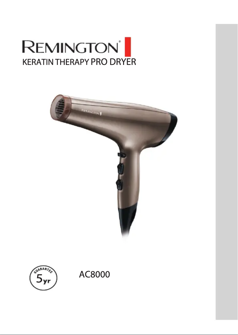 Página 1 del manual Manual de usuario Remington AC8000 Keratin Therapy Pro