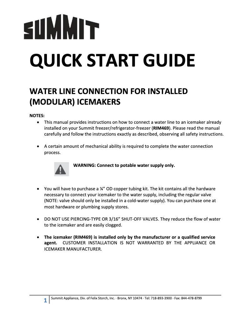 Página 1 del manual Manual de uso y mantenimiento Summit SCFF53BXSSHHIM