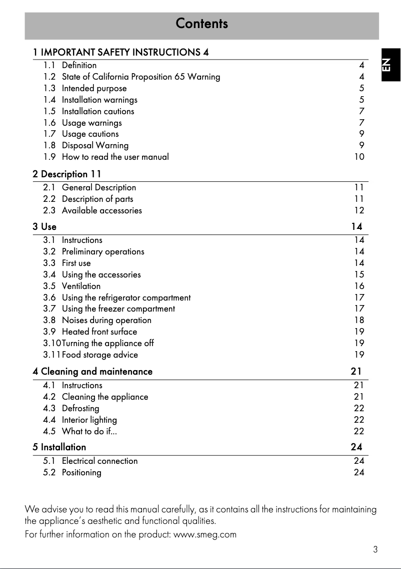 Página 1 del manual Manual de usuario Smeg FAB28ULRD3