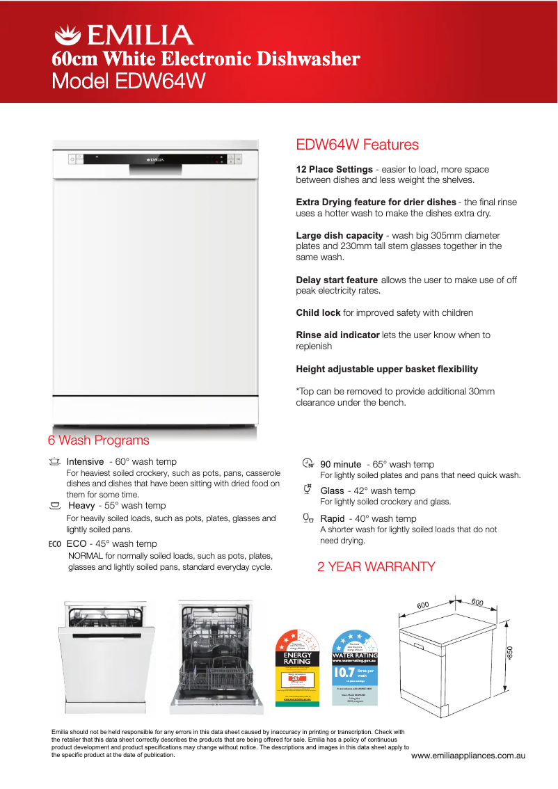 Imagen de la primera página del manual del dispositivo EDW64W