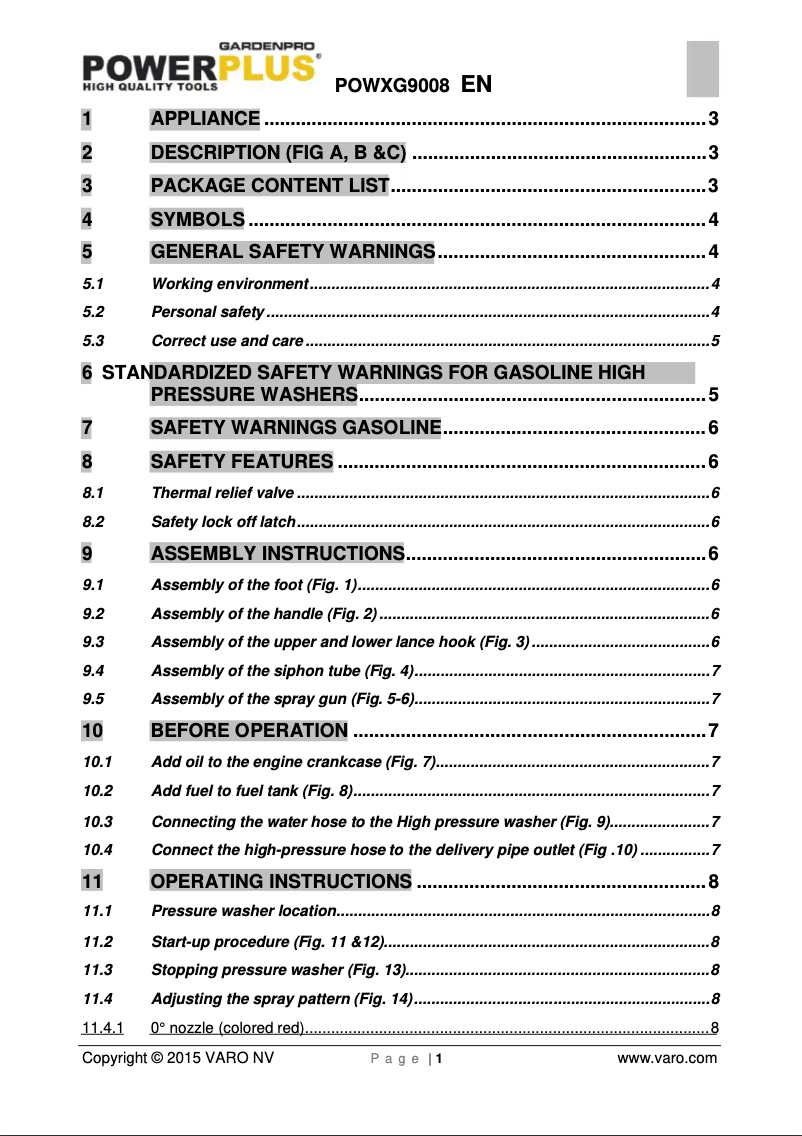Imagen de la primera página del manual del dispositivo POWXG9008