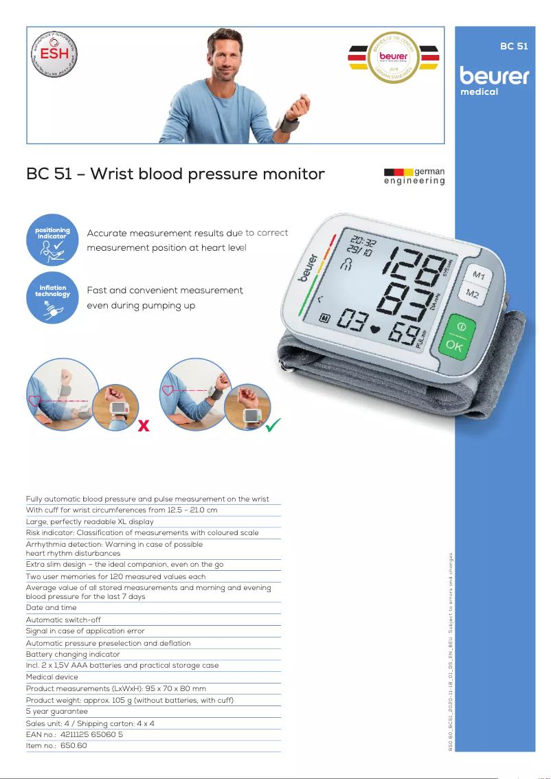 Página 1 del manual Ficha técnica Beurer BC 51