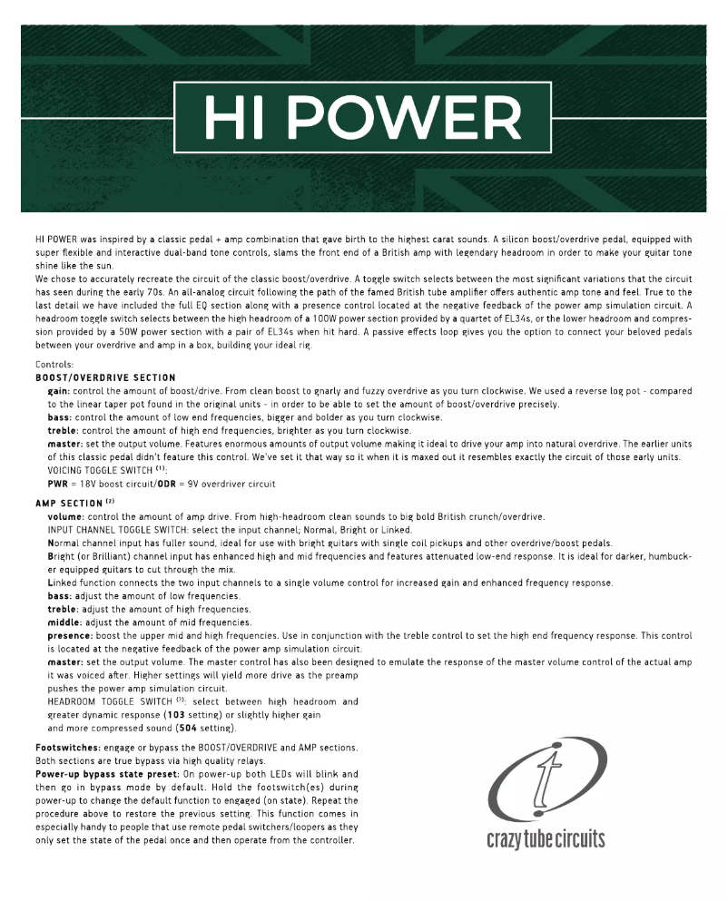 Imagen de la primera página del manual del dispositivo Hi Power