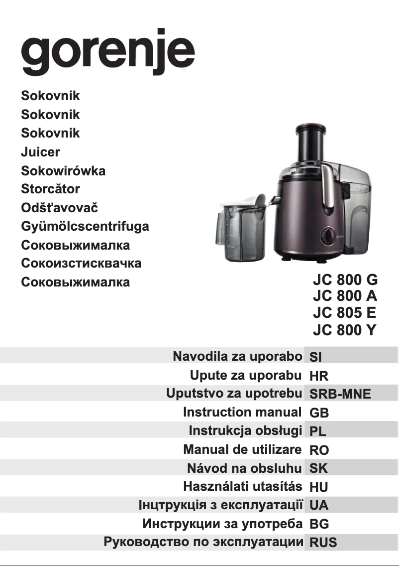 Página 1 del manual Manual de usuario Gorenje JC800Y