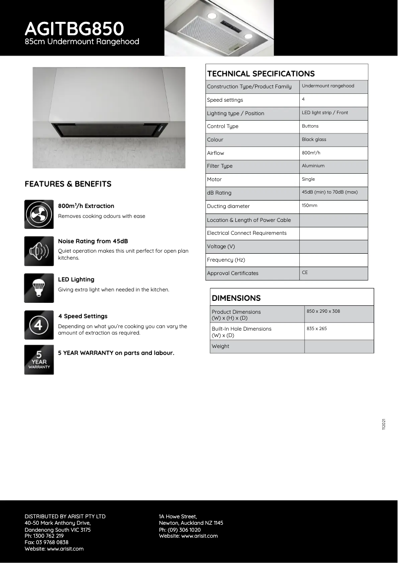 Imagen de la primera página del manual del dispositivo AGITBG850