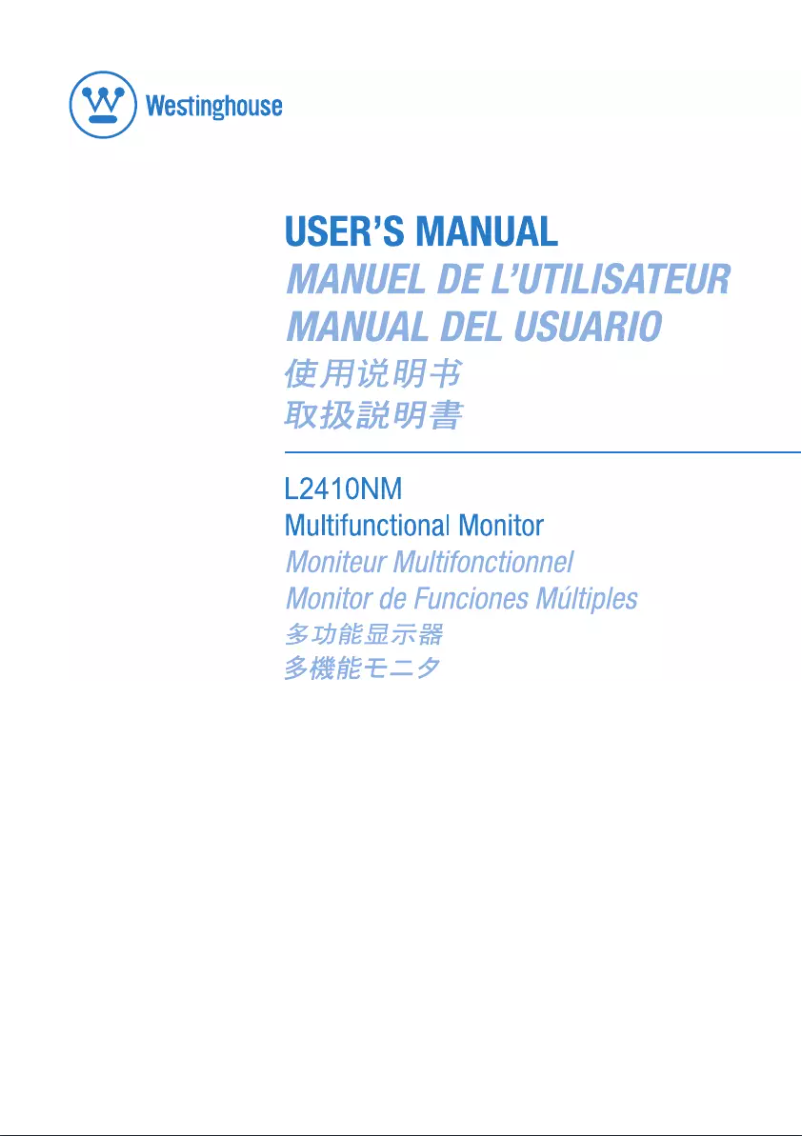 Página nº 1 - Manual de usuario Westinghouse L2410NM