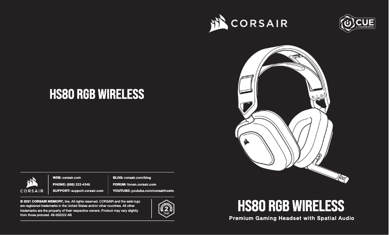 Página 1 del manual Guía de inicio rápido Corsair HS80 RGB Wireless