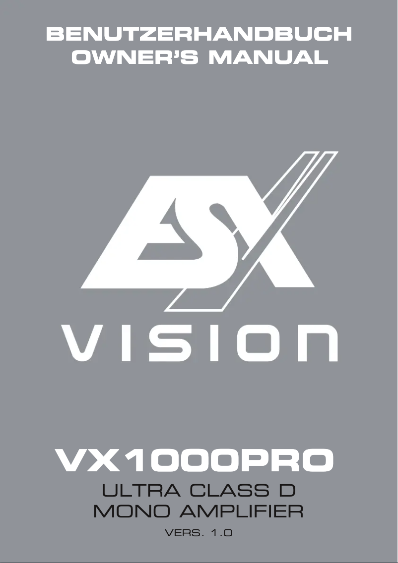 Imagen de la primera página del manual del dispositivo Vision VX1000 PRO