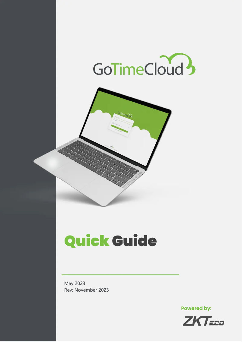 Imagen de la primera página del manual del dispositivo GoTime Cloud