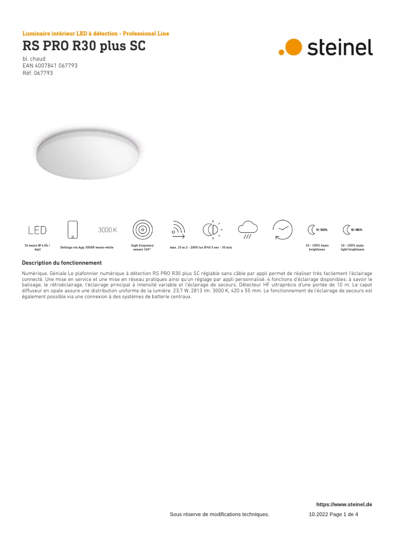 Imagen de la primera página del manual del dispositivo RS PRO R30 Plus SC