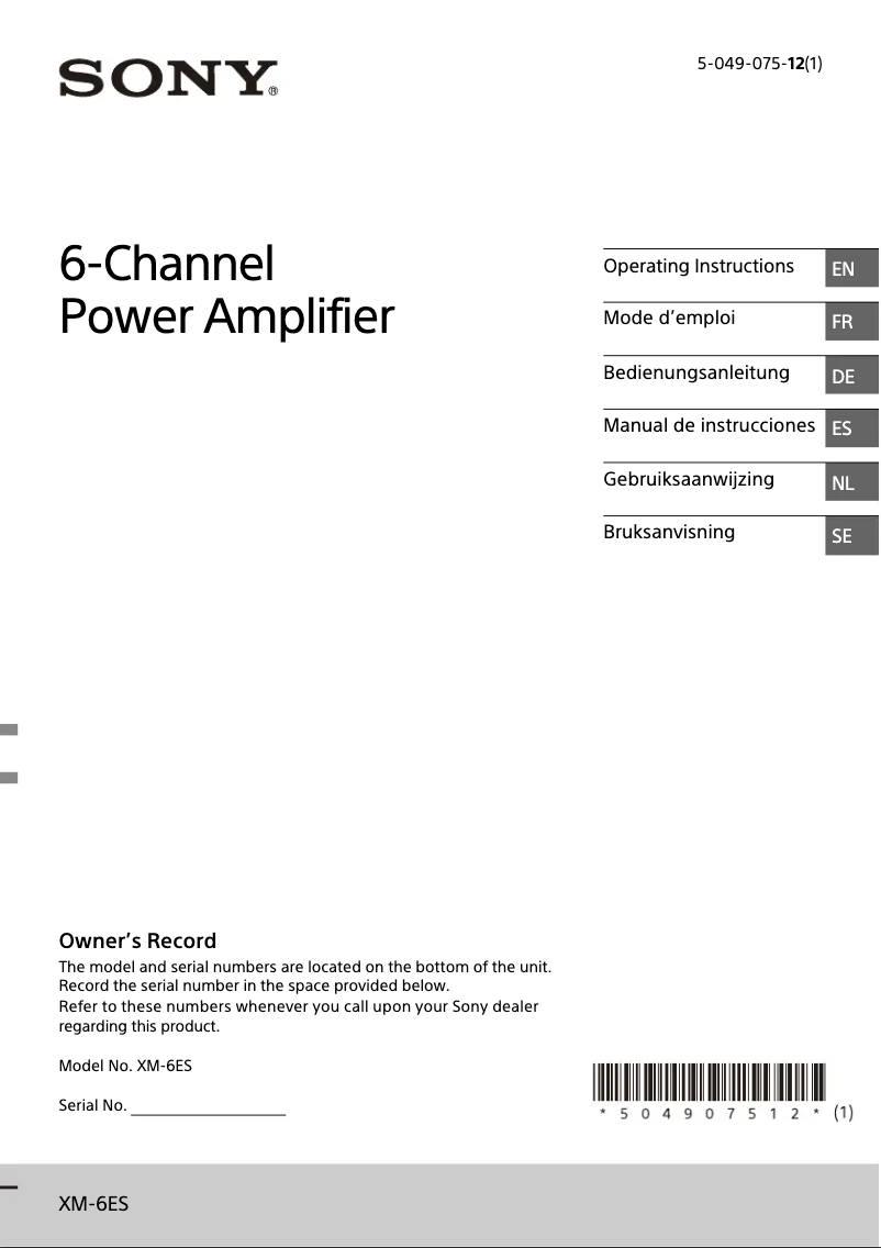 Imagen de la primera página del manual del dispositivo XM-6ES