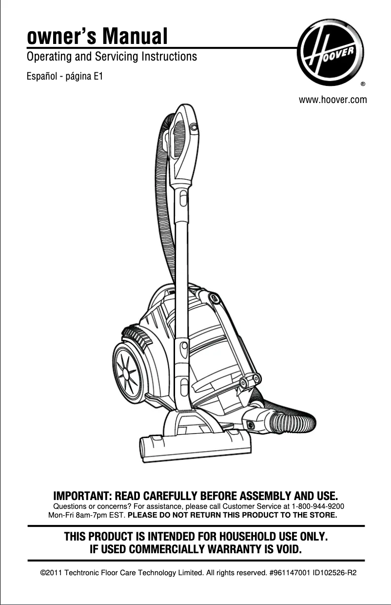 Página 1 del manual Manual de uso y mantenimiento Hoover Zen Whisper SH40080
