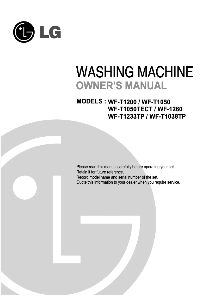 Página 1 del manual Manual de usuario LG WF-T1233TP