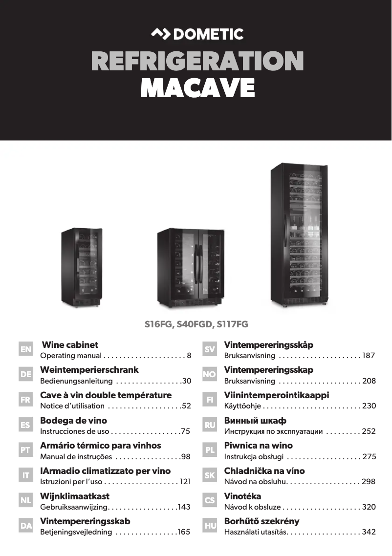 Imagen de la primera página del manual del dispositivo MaCave S16FG