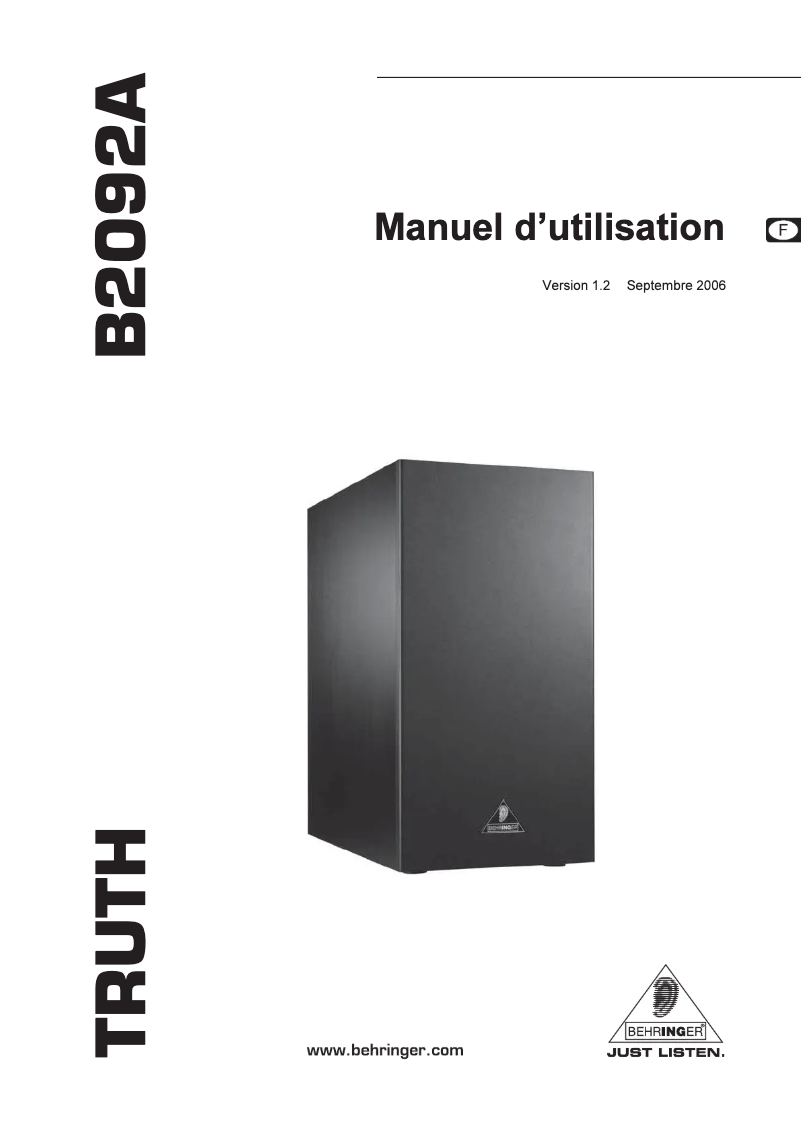 Imagen de la primera página del manual del dispositivo Truth B2092A