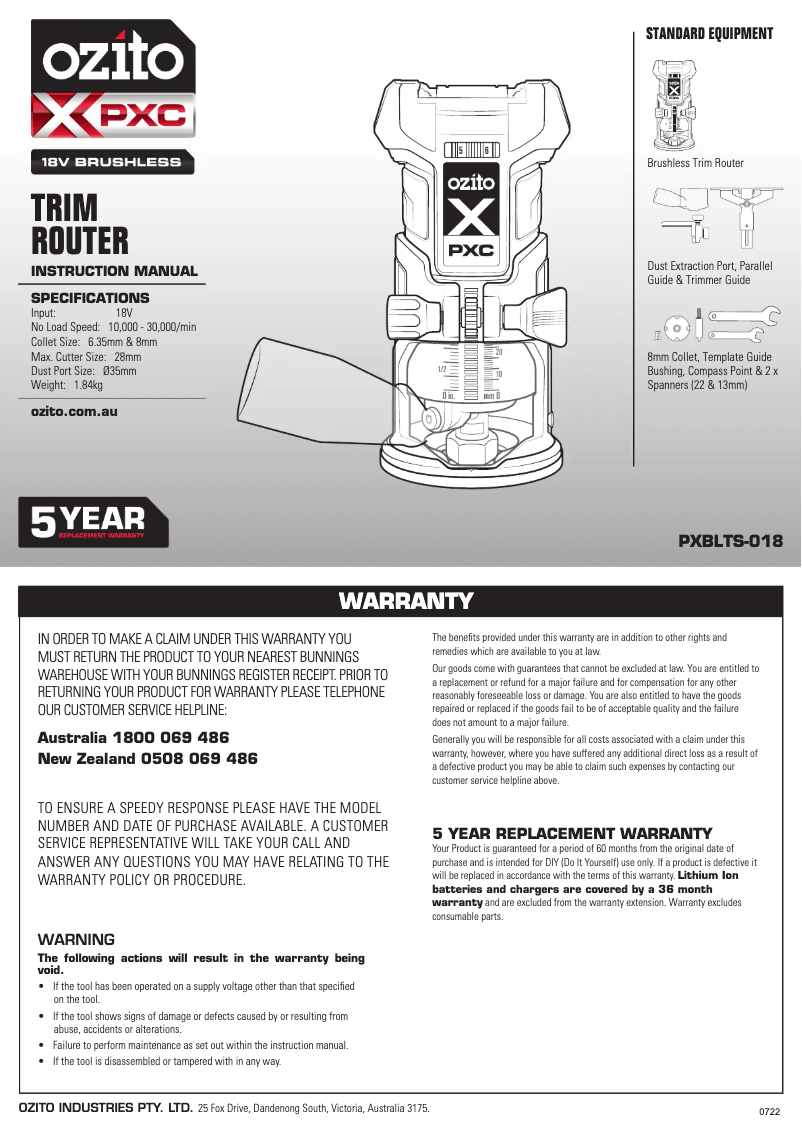 Imagen de la primera página del manual del dispositivo PXBLTS-018