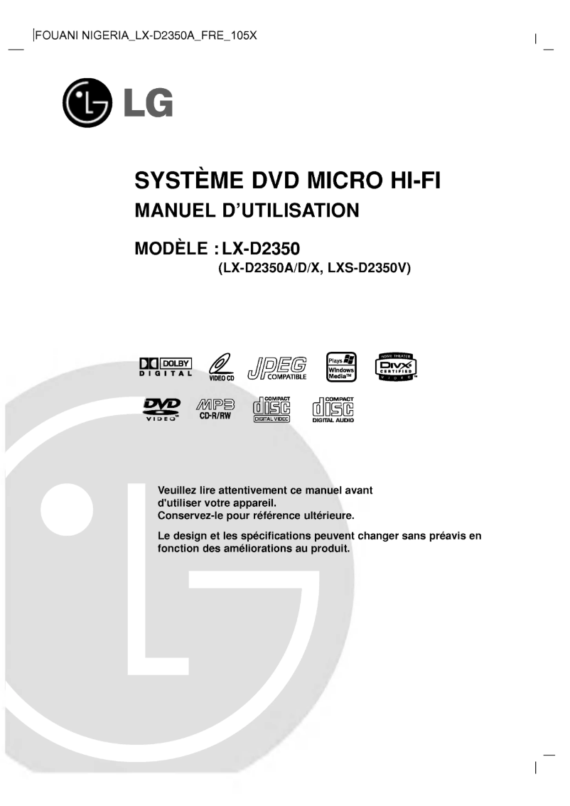 Imagen de la primera página del manual del dispositivo LX-D2350A