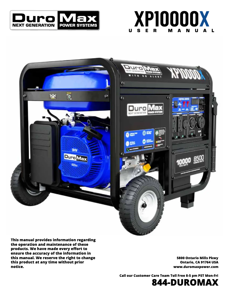 Página 1 del manual Manual de usuario DuroMax XP10000X
