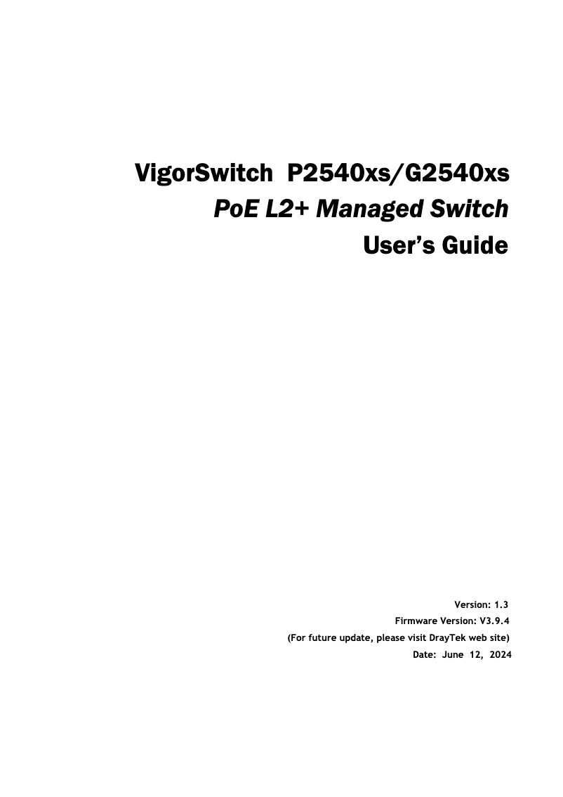 Página 1 del manual Manual de usuario Draytek VigorSwitch P2540xs
