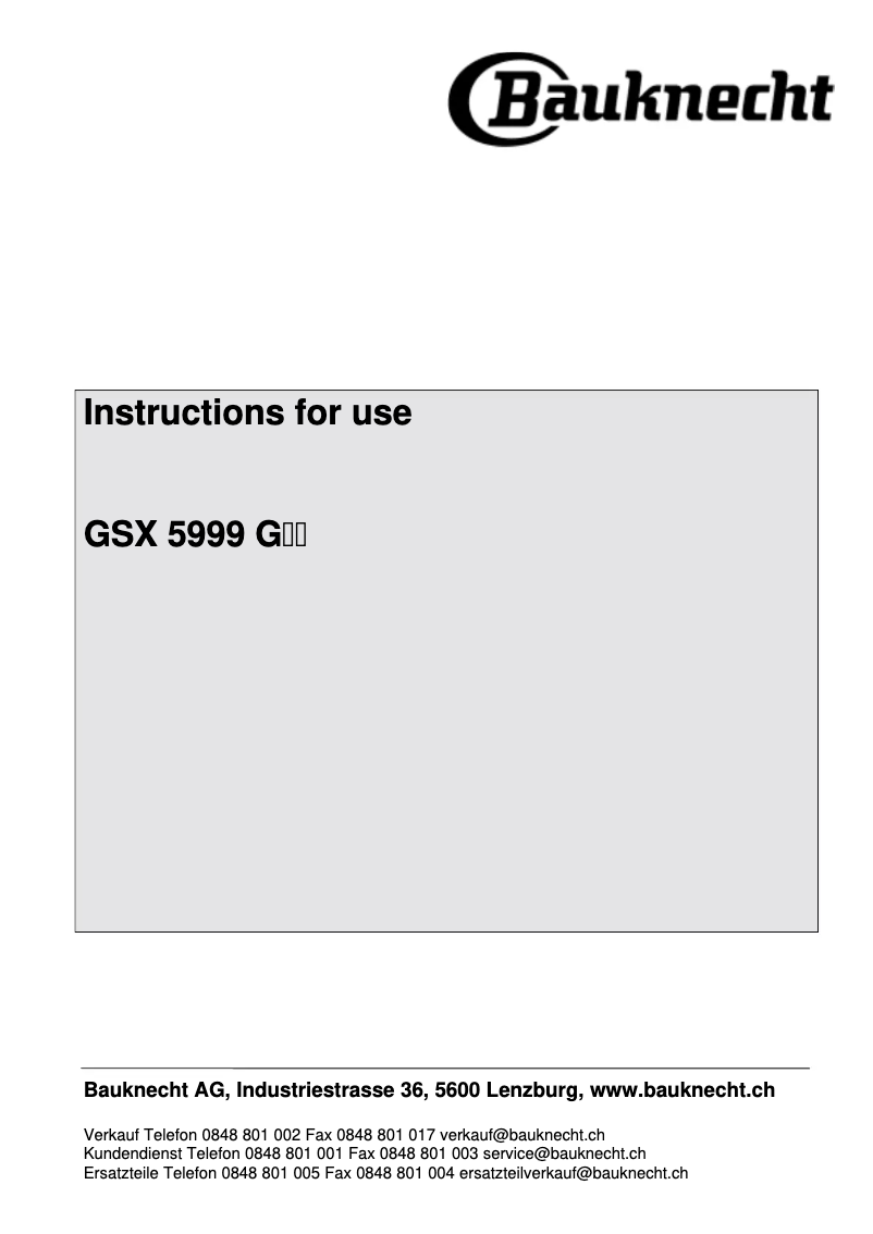 Página 1 del manual Manual de usuario Bauknecht GSX 5999 G