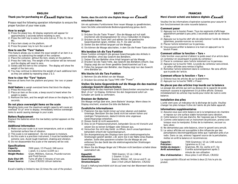 Página 1 del manual Manual de usuario Escali ECO157