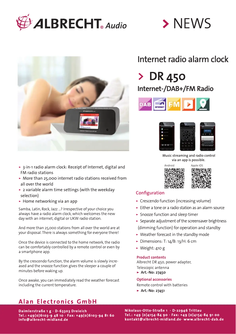 Imagen de la primera página del manual del dispositivo DR 450