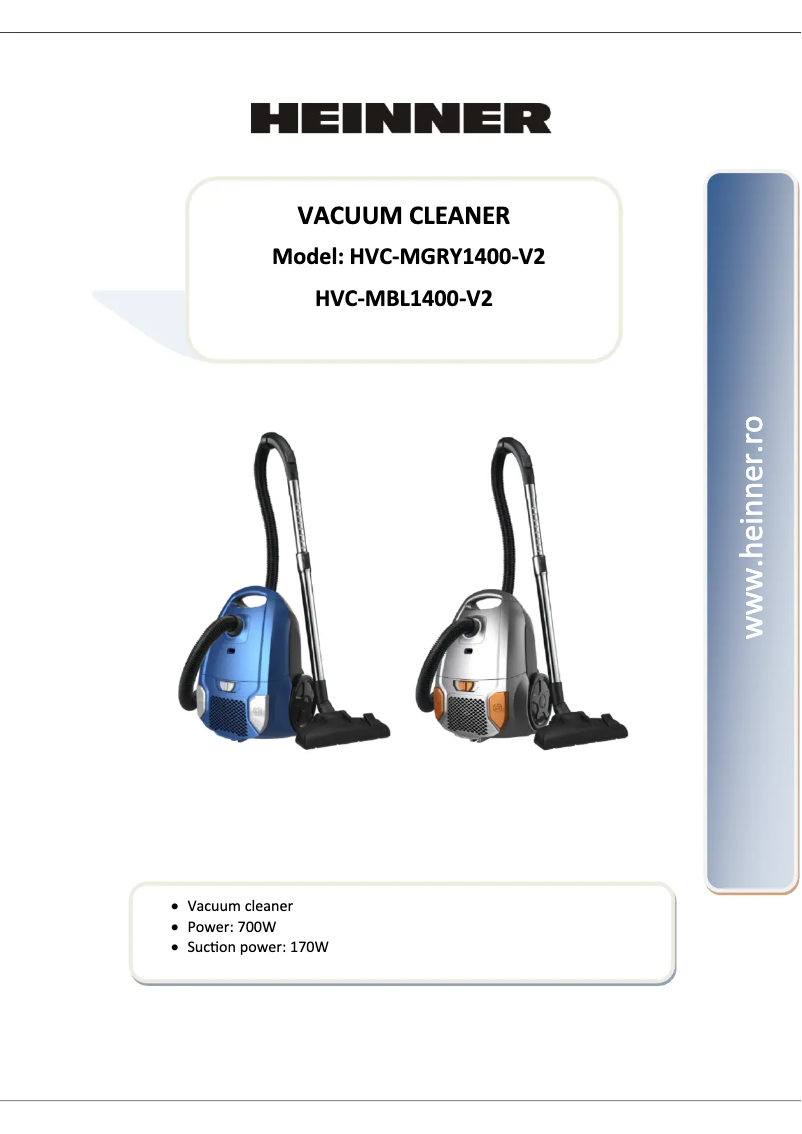 Página 1 del manual Manual de usuario Heinner HVC-MGRY1400-V2