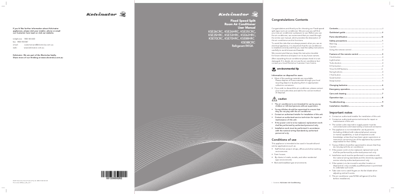 Imagen de la primera página del manual del dispositivo KSE88HRC
