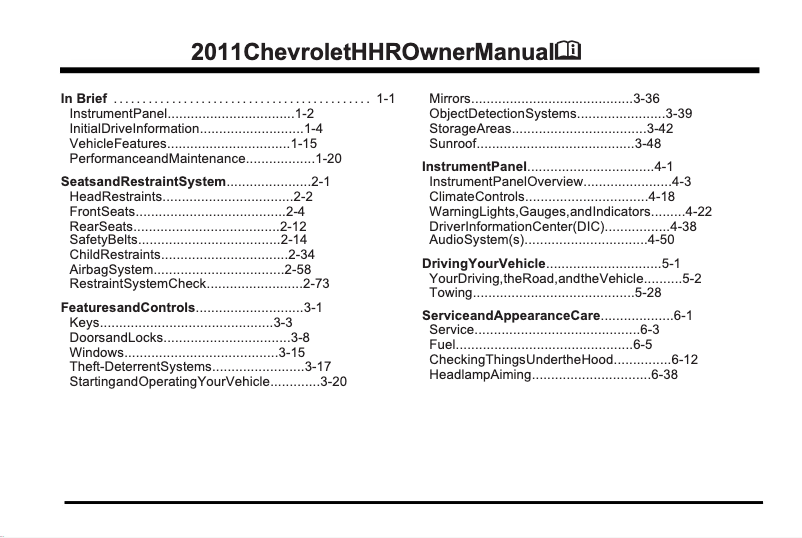 Página 1 del manual Manual de usuario Chevrolet HHR (2011)