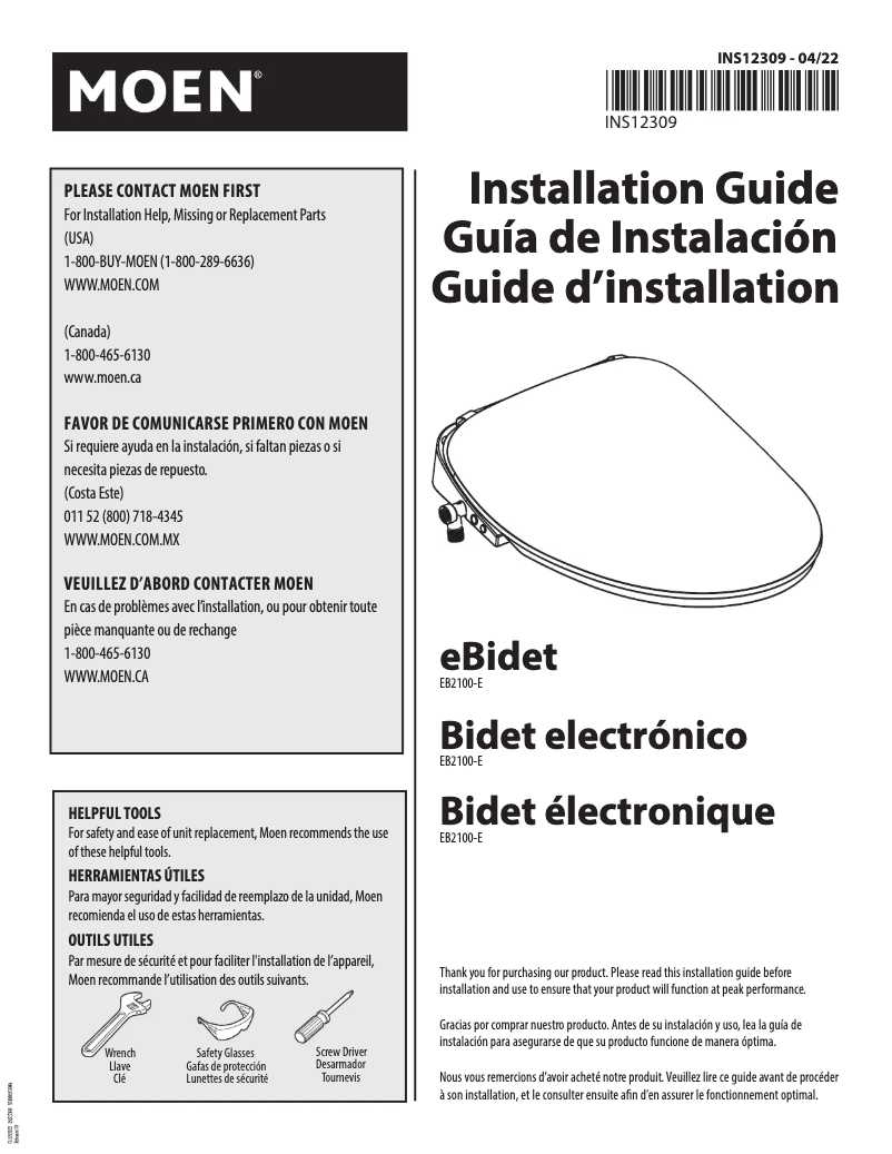 Página 1 del manual Manual de usuario Moen EB2100-E