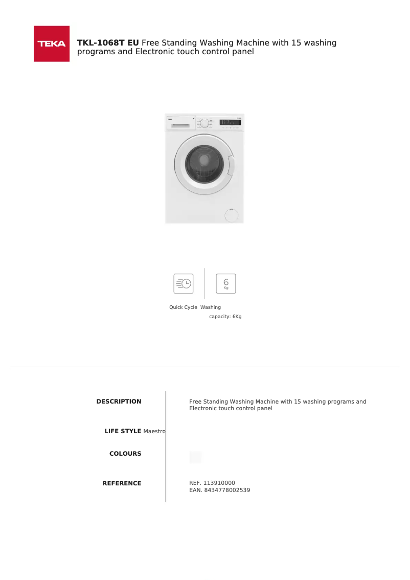 Imagen de la primera página del manual del dispositivo TKL 1068T EU