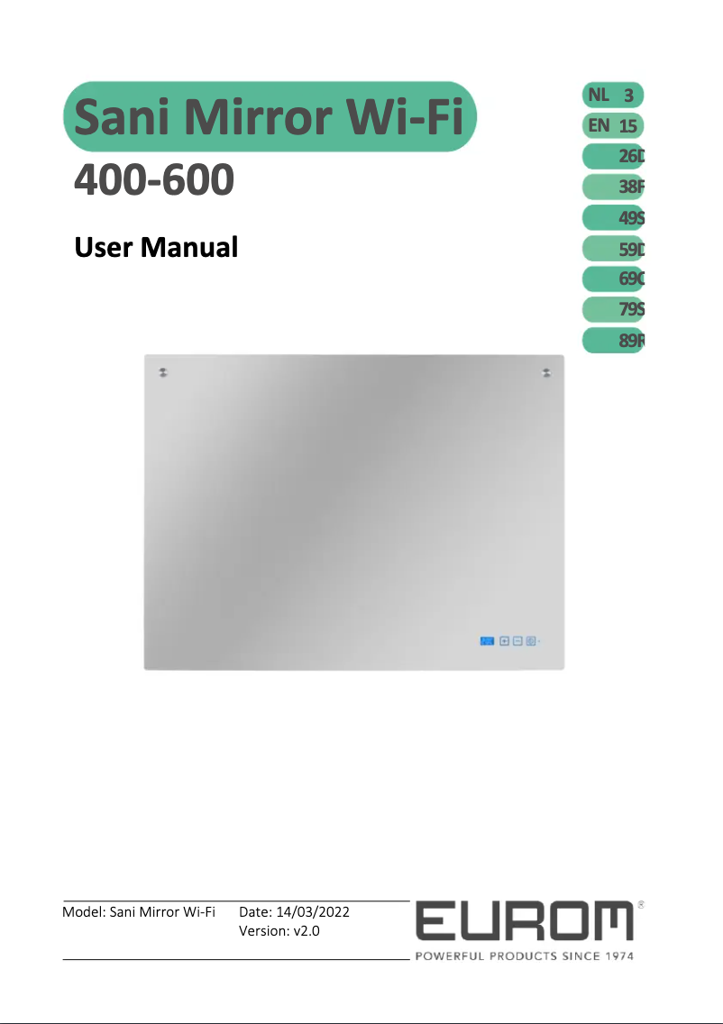 Imagen de la primera página del manual del dispositivo Sani 400 Mirror Wifi