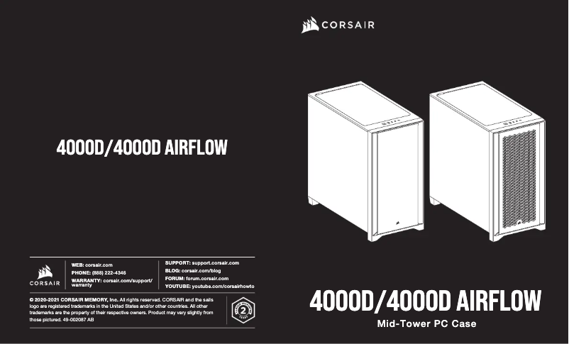 Página 1 del manual Guía de inicio rápido Corsair 4000D AIRFLOW