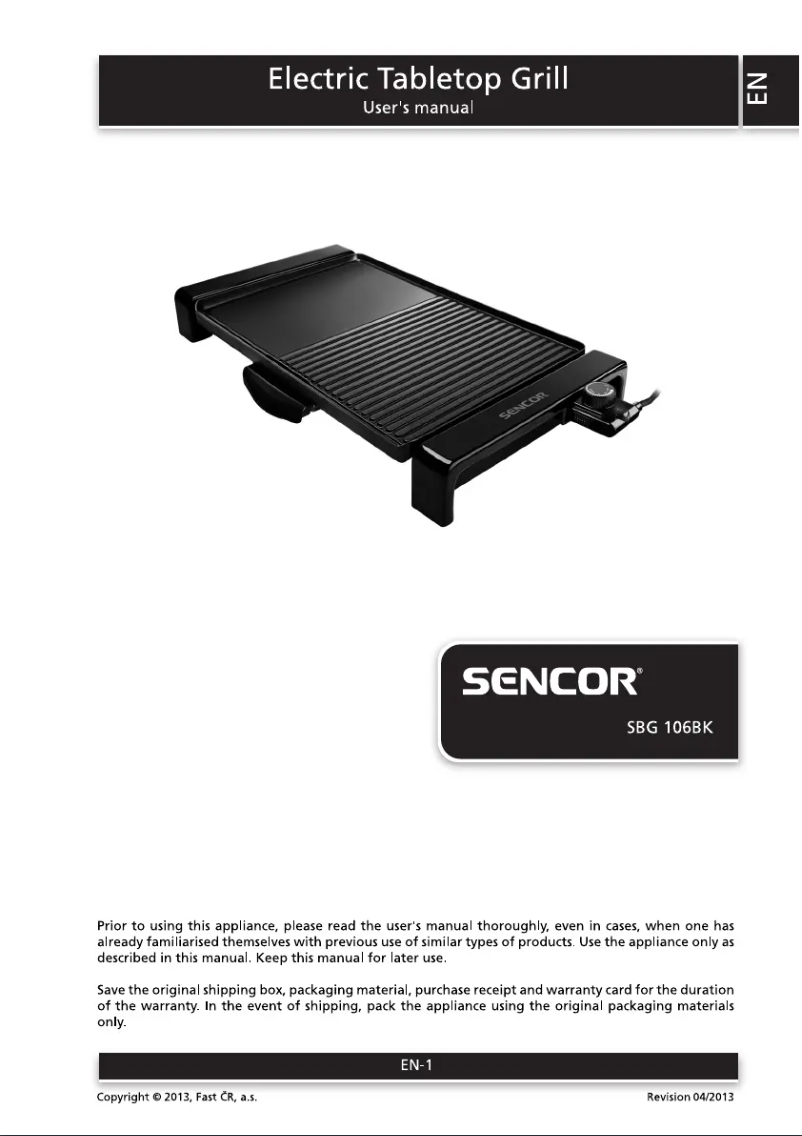 Página nº 1 - Manual de usuario Sencor SBG 106BK