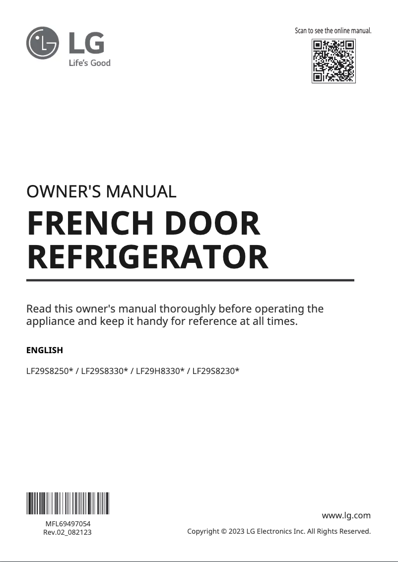 Imagen de la primera página del manual del dispositivo LF29S8230S