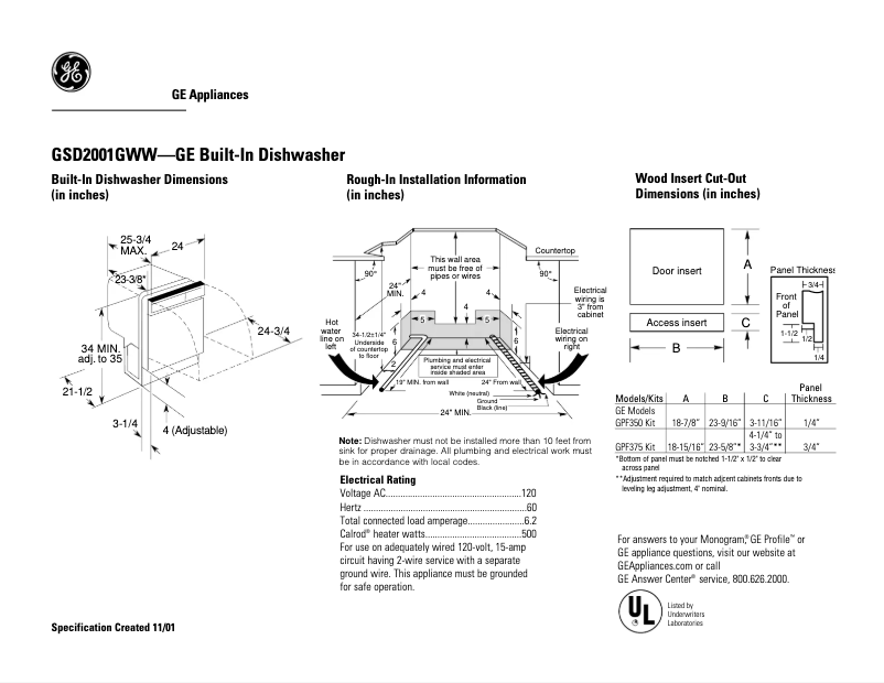 Imagen de la primera página del manual del dispositivo GSD2001GWW