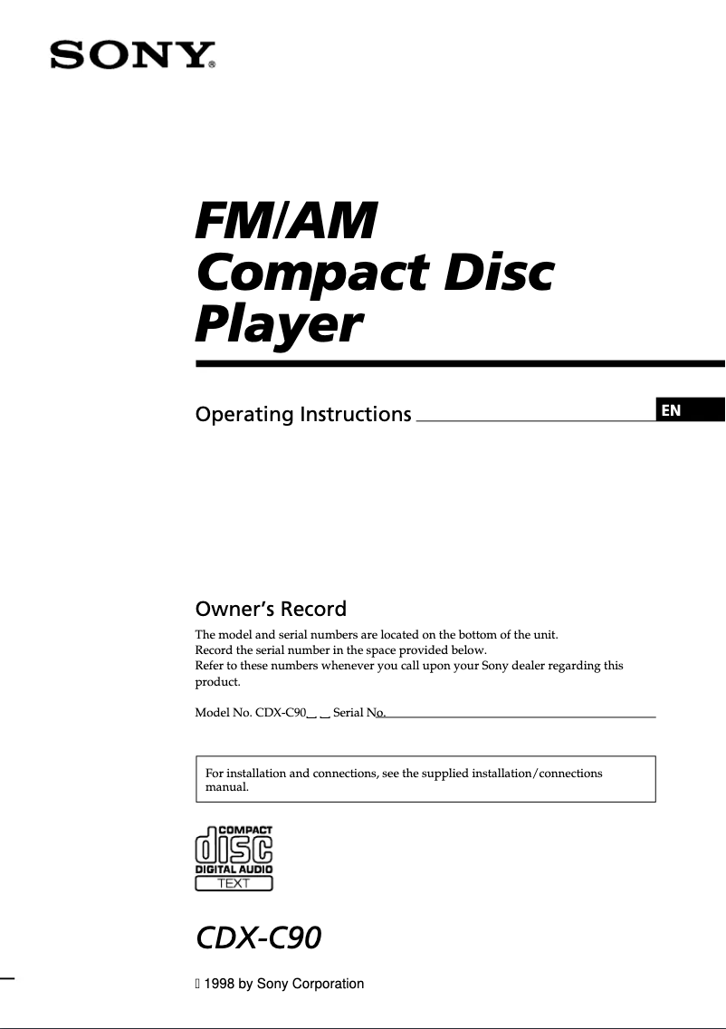 Página 1 del manual Manual de usuario Sony CDX-C90