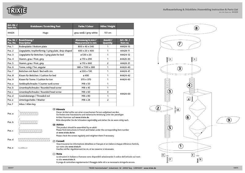Imagen de la primera página del manual del dispositivo 44424