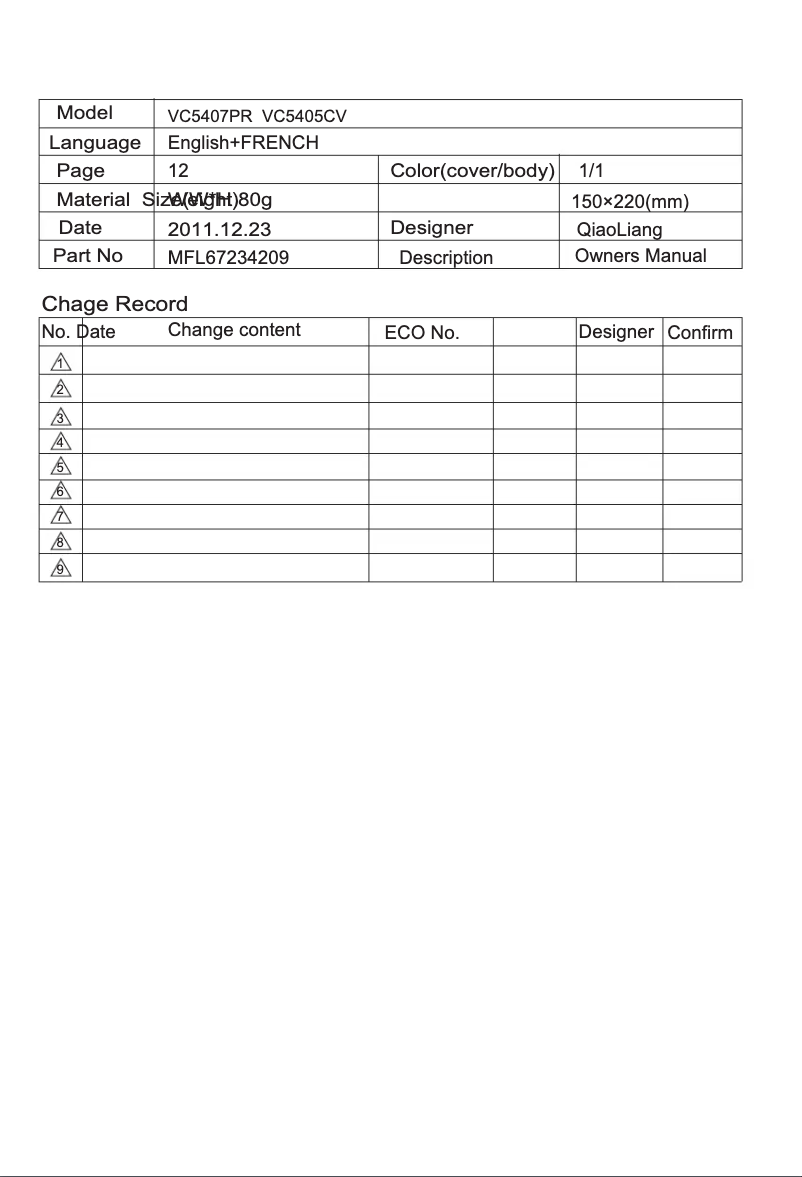 Página 1 del manual Manual de usuario LG VC5405CV