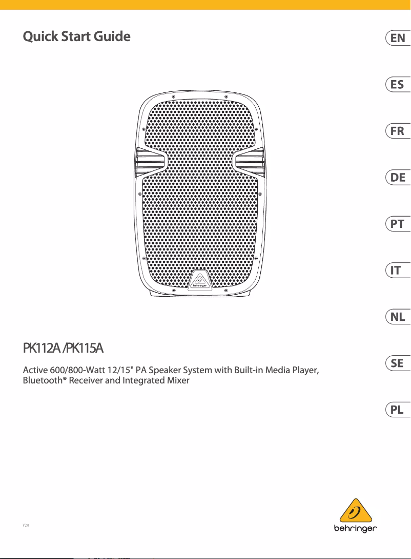Página 1 del manual Manual de usuario Behringer PK112A