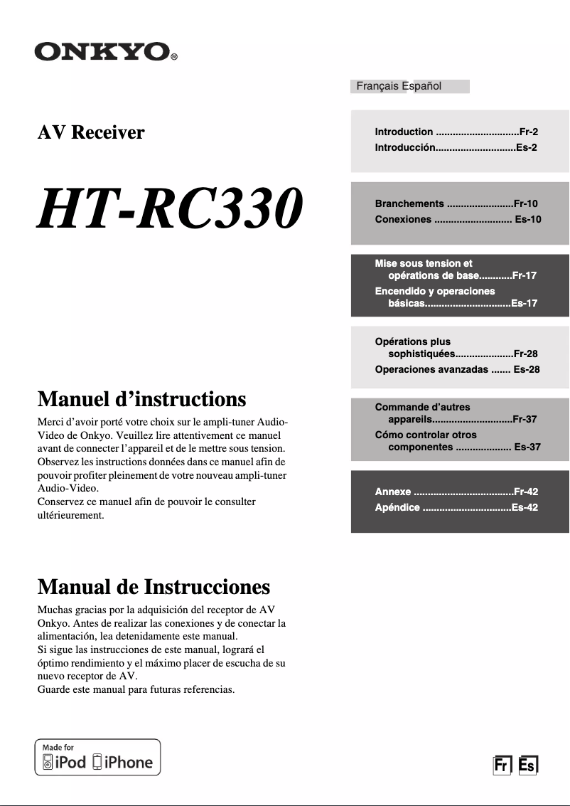 Página 1 del manual Manual de usuario Onkyo HT-RC330