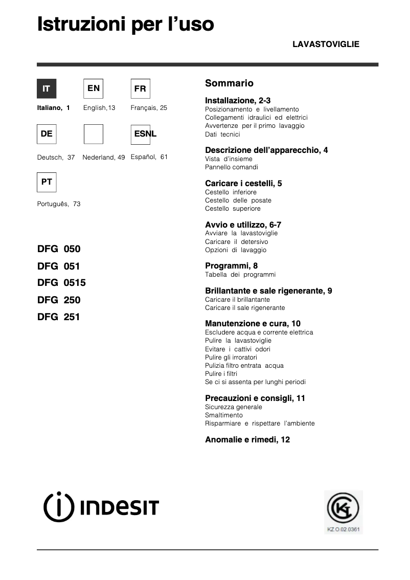 Imagen de la primera página del manual del dispositivo DFG 051 S EU