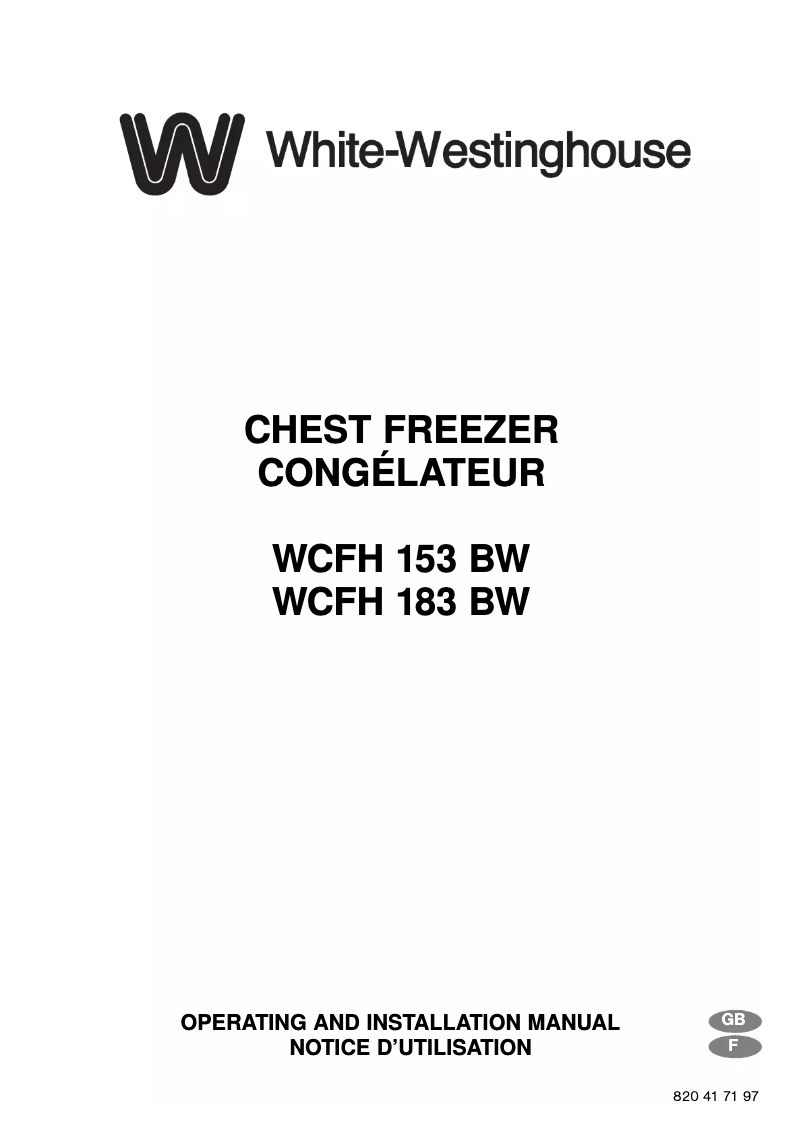 Imagen de la primera página del manual del dispositivo WCFH 153 BW