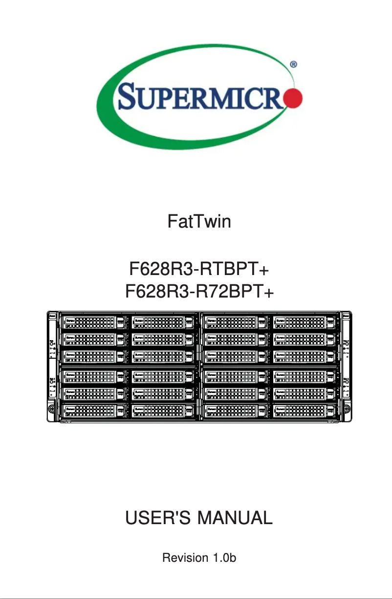 Imagen de la primera página del manual del dispositivo SuperServer F628R3-R72BPT+