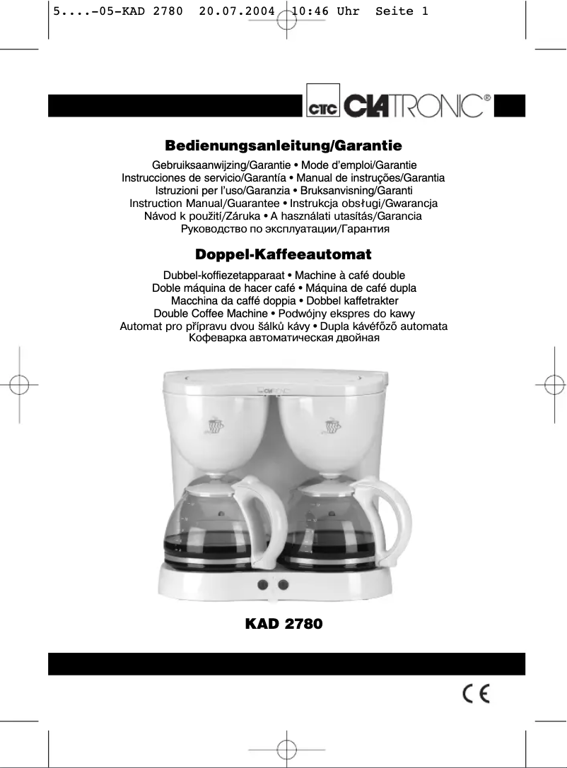 Imagen de la primera página del manual del dispositivo KAD 2780