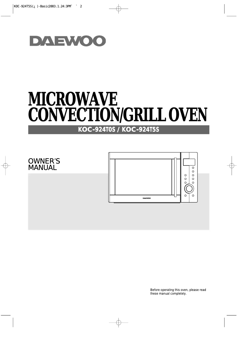 Imagen de la primera página del manual del dispositivo KOC-924T